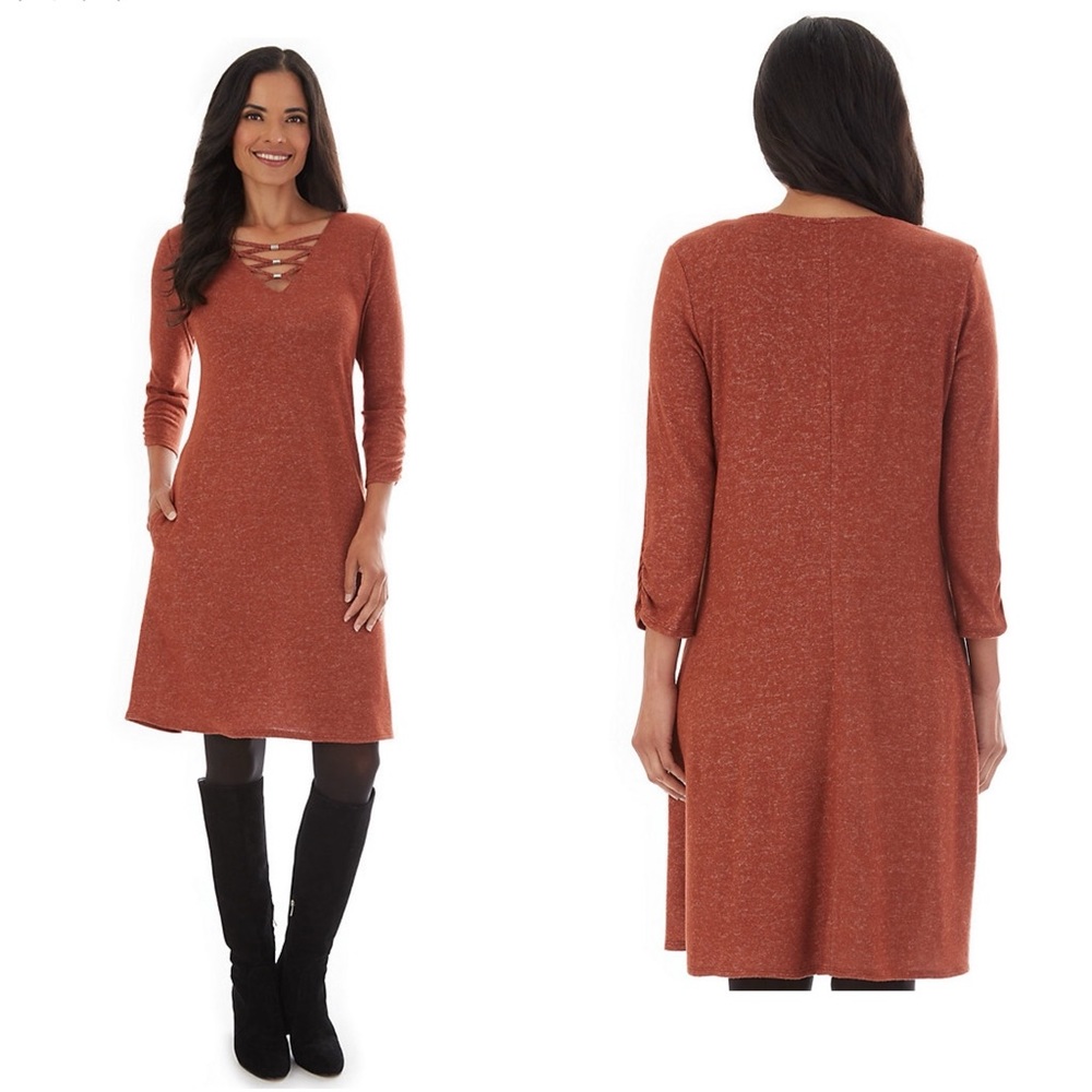 ☔️Apt. 9 Criss-Cross V-Neck Swing Dress